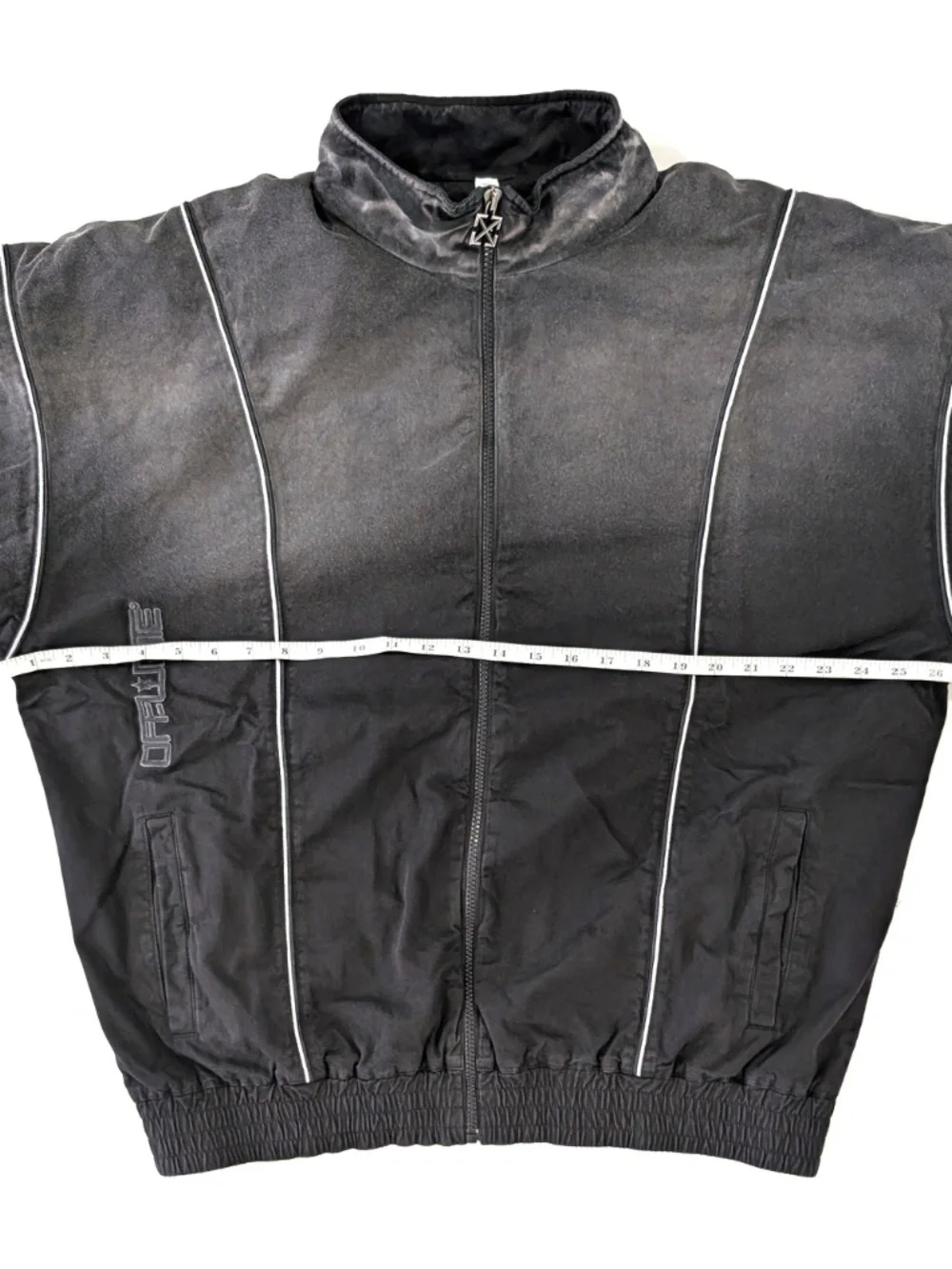 OFF-WHITE Offline Garment Dyed Gradient Track Jacket Size XL Black Mesh Lining